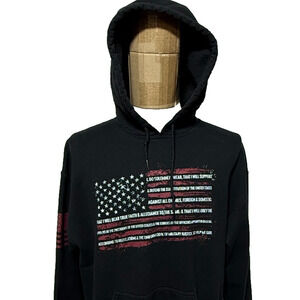 Grunt Style‎ Hoodie Men Large Black Military Pledge Flag Pullover Sweatshirt